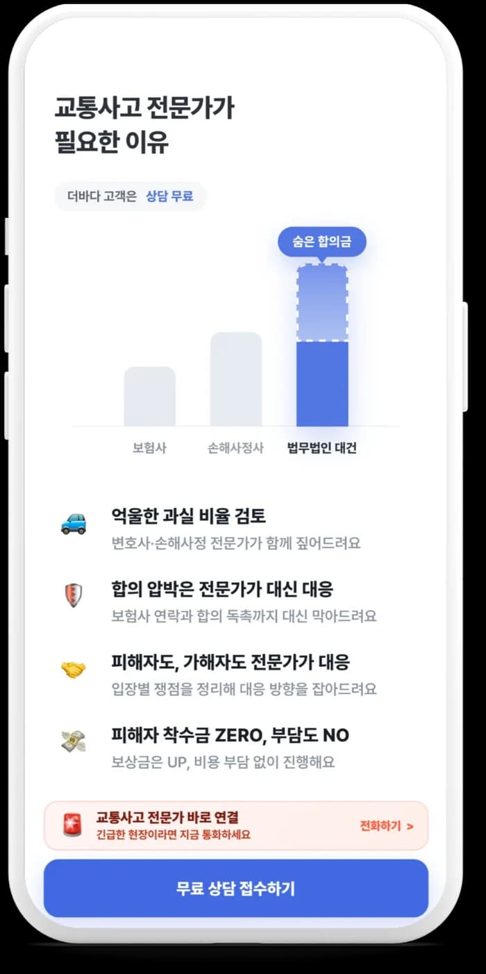 합의금 계산 결과 화면