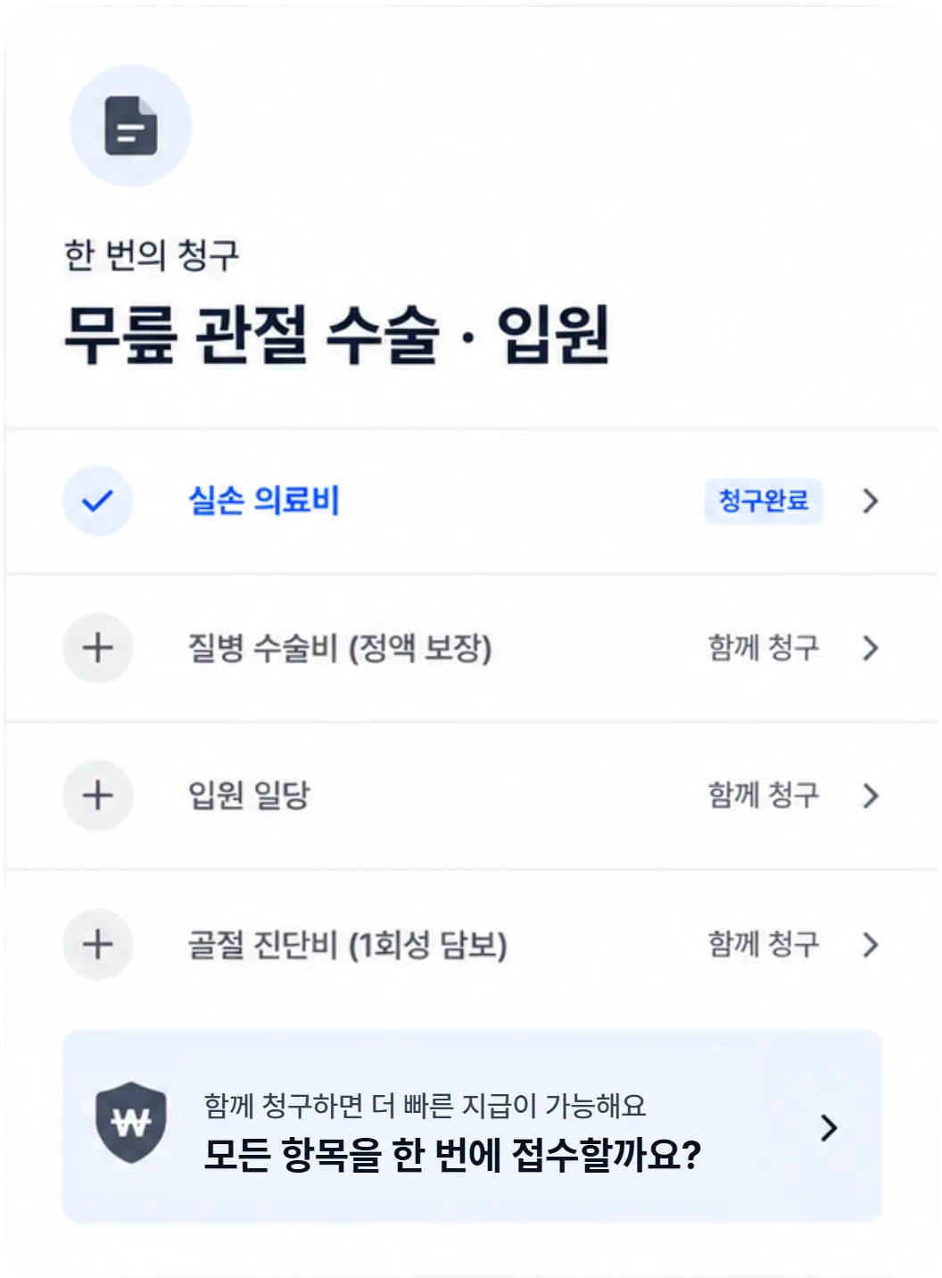 한 번의 청구로 받을 수 있는 보험금 내역